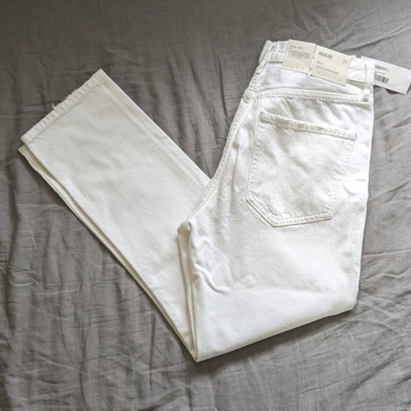 Agolde Riley Jeans in Slant White Distressed